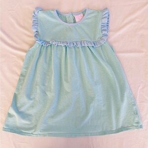 Stitchy Fish Striped Green and Blue Girls Top Size 10 (Like New)